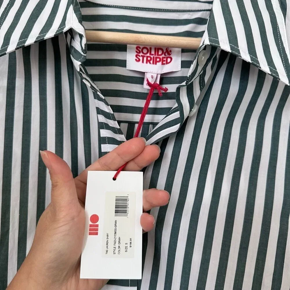 NWT solid and striped button down - Picture 4 of 7